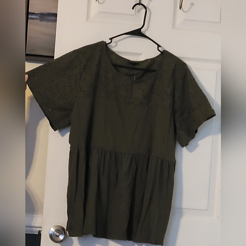 Torrid Dark Olive Eyelet Blouse